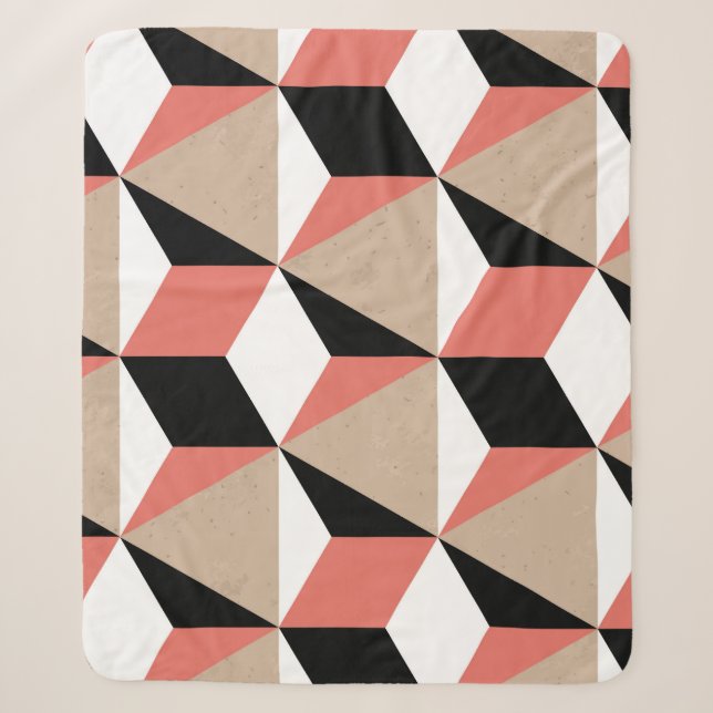 Geometric black white coral pattern. sherpa blanket (Front)