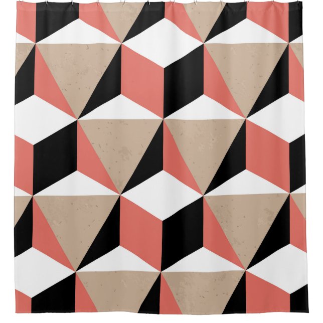 Geometric black white coral pattern. shower curtain (Front)