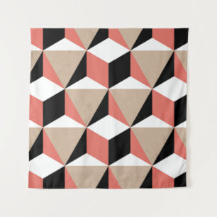 Geometric black white coral pattern. tapestry