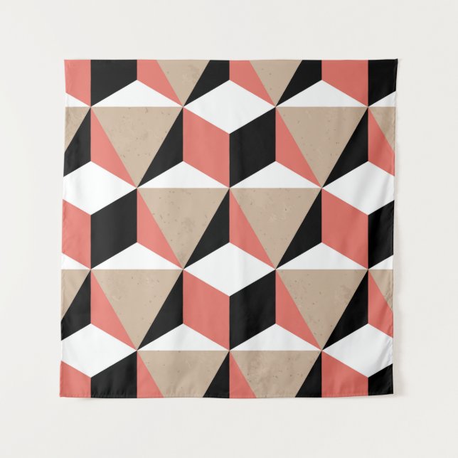 Geometric black white coral pattern. tapestry (Front)