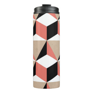 Geometric black white coral pattern. thermal tumbler