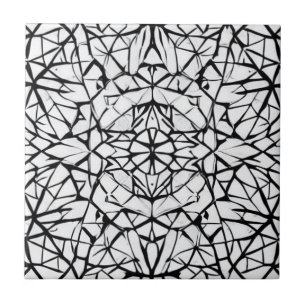 Geometric black white design abstract art ceramic tile
