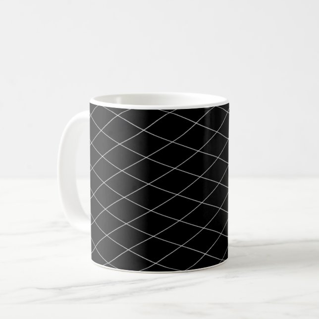 Geometric Black White Diagonal Stripes Pattern Coffee Mug (Front Left)