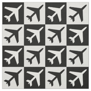 Geometric Black White Flying Jets Aeroplane Fabric