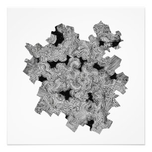 Geometric Black White Fractal Pattern Drawing Photo Print