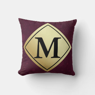 Geometric Black, White & Metallic Gold Cushion