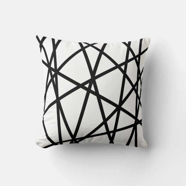 Geometric Black White Minimalist Decor Cushion (Front)