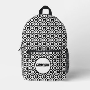 Geometric Black &white polka dots printed backpack
