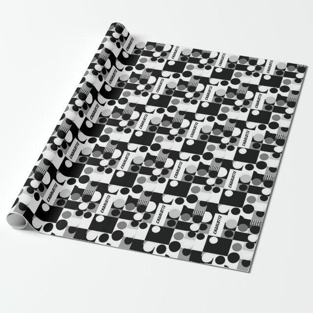 geometric Black white shapes pattern mod Wrapping Paper (Unrolled)