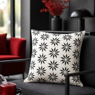 Geometric Black & White Star Pattern Cushion