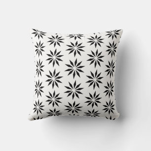 Geometric Black & White Star Pattern Cushion