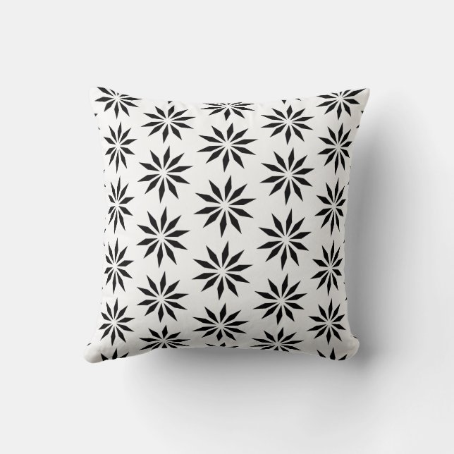 Geometric | Black & White Star Pattern Cushion (Back)