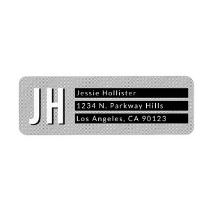 Geometric Black & White Stripes Return Address Label