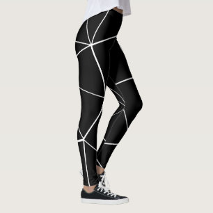 Geometric black white triangles lines retro cool leggings