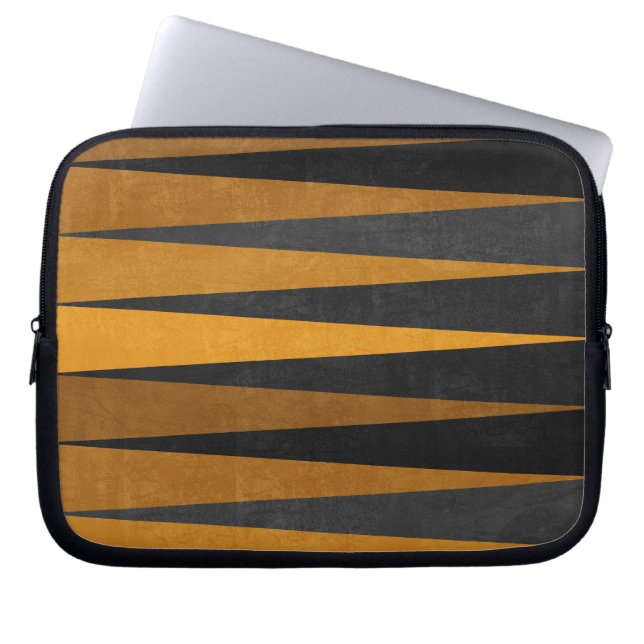 Geometric Black Yellow Laptop Sleeve (Front)