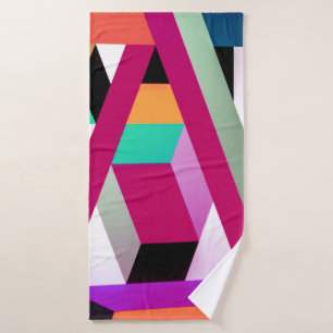 Geometric Block Art Bright Colourful Trendy Bath Towel