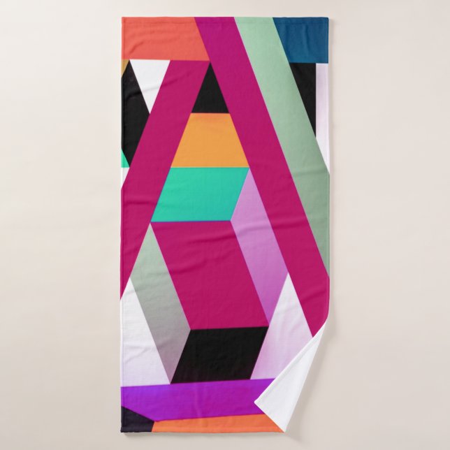 Geometric Block Art Bright Colourful Trendy Bath Towel (Bath Towel)