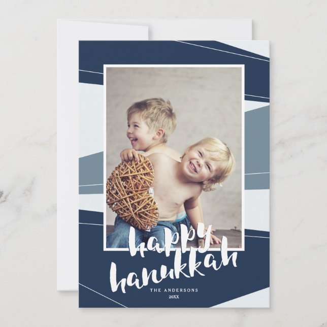 Geometric Block | Hanukkah & Christmas Interfaith Holiday Card (Front)