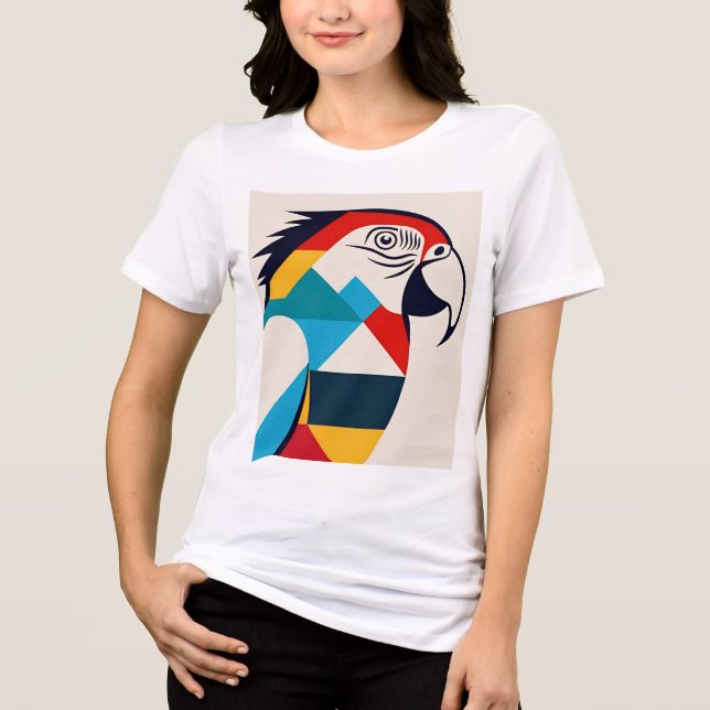 Geometric Block Parrot Tee (Front)
