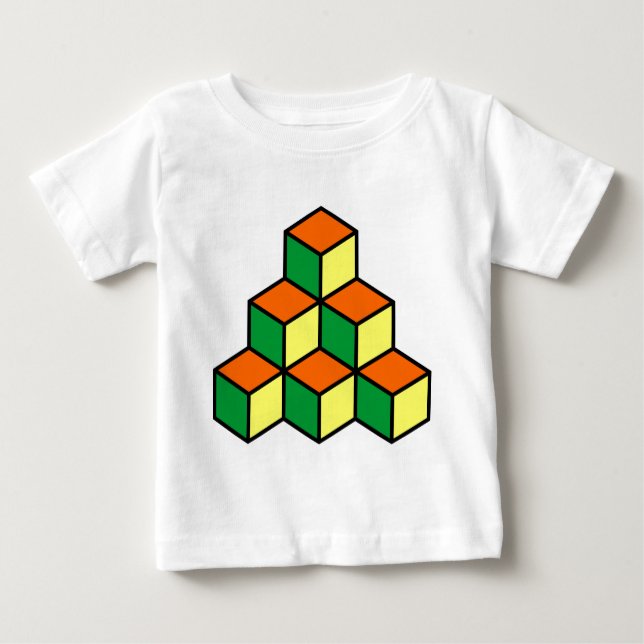 Geometric Blocks - Green Orange and Yellow Baby T-Shirt (Front)