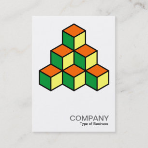Geometric Blocks - Green Orange and Yellow Business Card