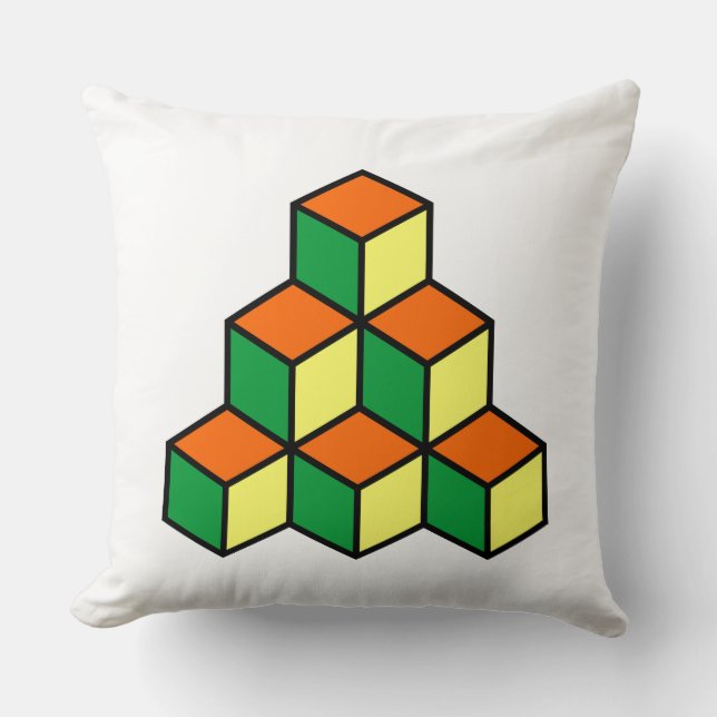 Geometric Blocks - Green Orange and Yellow Cushion (Front)