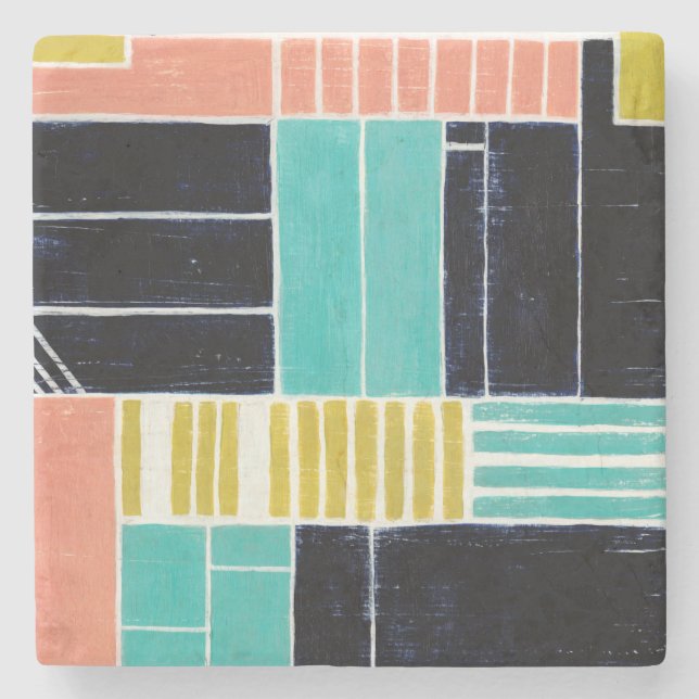 Geometric Blocks Stone Coaster (Front)