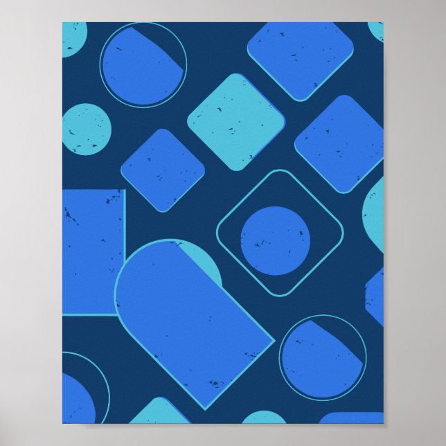 Geometric Blue Abstract Design Poster (Front)