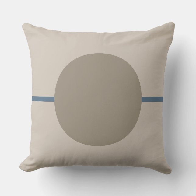 Geometric Blue and Ivory Circle Modern Cushion (Front)