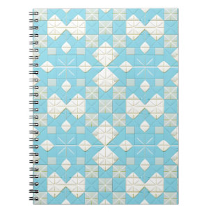 Geometric Blue and White Pattern Notebook
