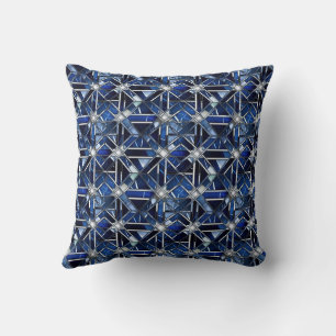 Geometric Blue Art Deco Cushion