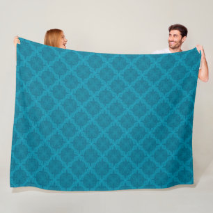 Geometric blue art deco fleece blanket