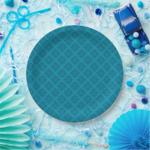 Geometric blue art deco paper plate