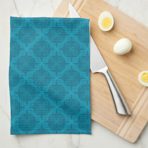Geometric blue art deco tea towel