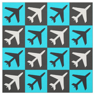 Geometric Blue Aviation Flying Jets Aeroplane Fabric