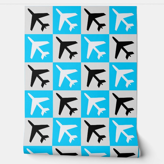 Geometric Blue Aviation Flying Jets Aeroplane Wallpaper (Unrolling)