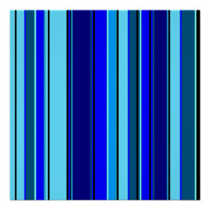 Geometric blue barcode pattern poster