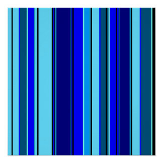 Geometric blue barcode pattern poster