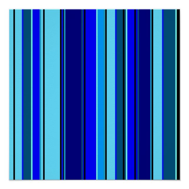 Geometric blue barcode pattern poster (Front)