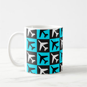 Geometric Blue Black Aviation Jets Aeroplane Coffee Mug