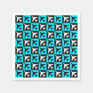 Geometric Blue Black Aviation Jets Aeroplane Napkin