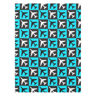 Geometric Blue Black Aviation Jets Aeroplane Tablecloth