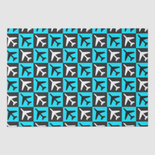 Geometric Blue Black Aviation Jets Aeroplane Tissue Paper