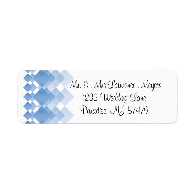 Geometric Blue Diamonds | Wedding Return Address Label (Front)