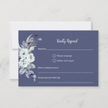 Geometric Blue Floral RSVP Card