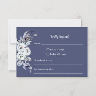 Geometric Blue Floral RSVP Card
