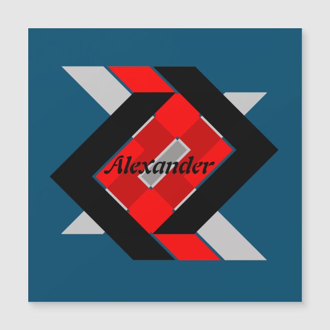 Geometric blue grey red black personalised simply (Front)
