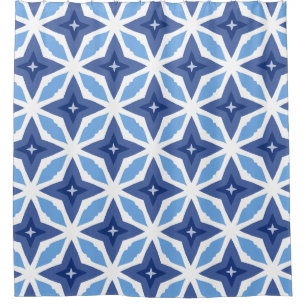 Geometric Blue Pattern Shower Curtain