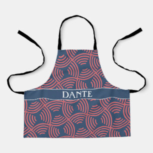 Geometric Blue Peach Minimal Pattern Apron