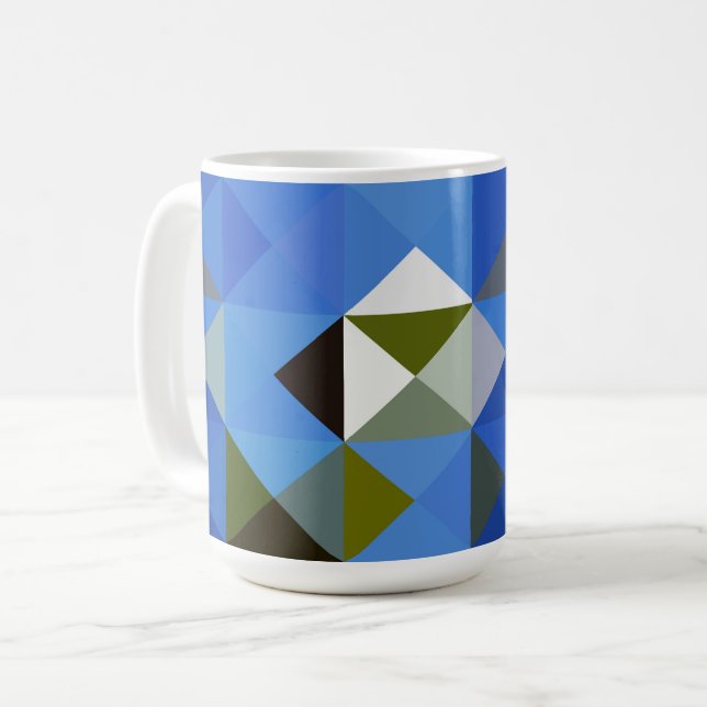 Geometric Blue Shapes Mug Cup (Front Left)
